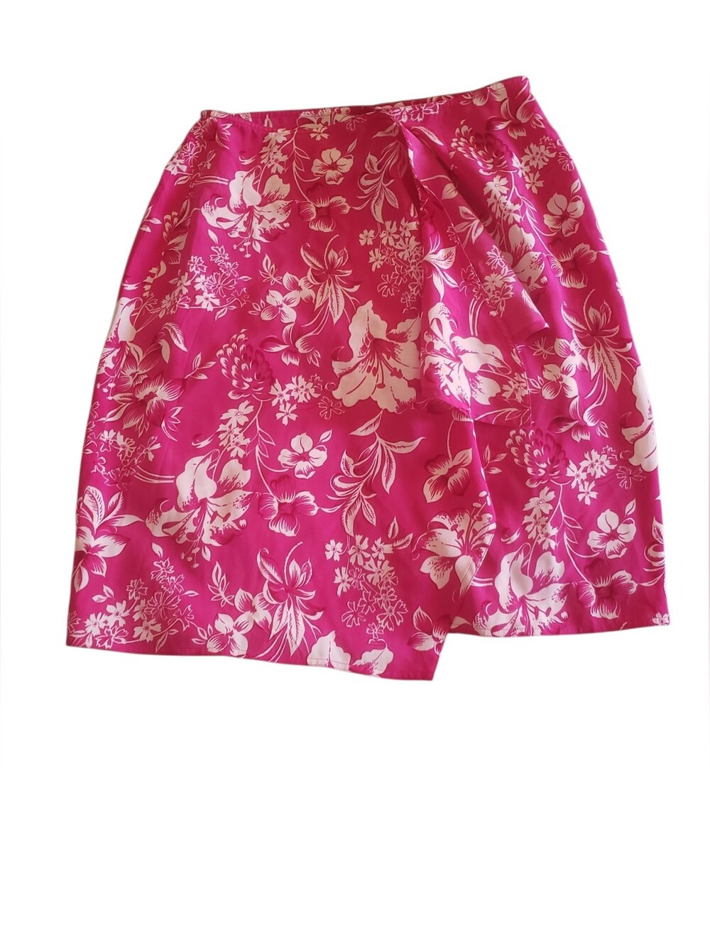 Ralph Lauren Skirt 100% Silk  Fuchsia Floral Wrap Mini Unlined Size 6